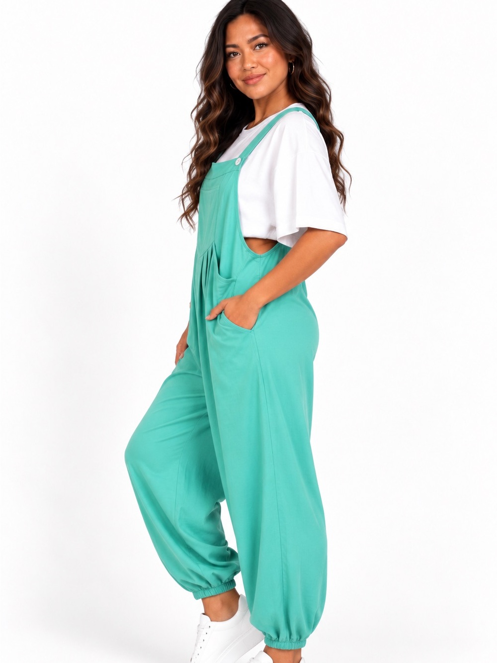 Halara Pockets Waffle Casual Jogger Overalls- Mint